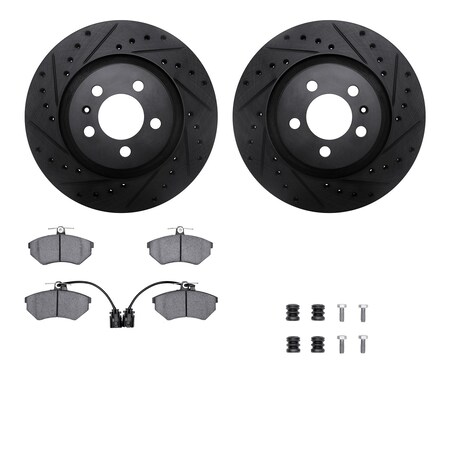 Dynamic Friction Co 8512-74012, Rotors-Drilled and Slotted-Black w/ 5000 Advanced Brake Pads incl. Hardware, Zinc Coated 8512-74012